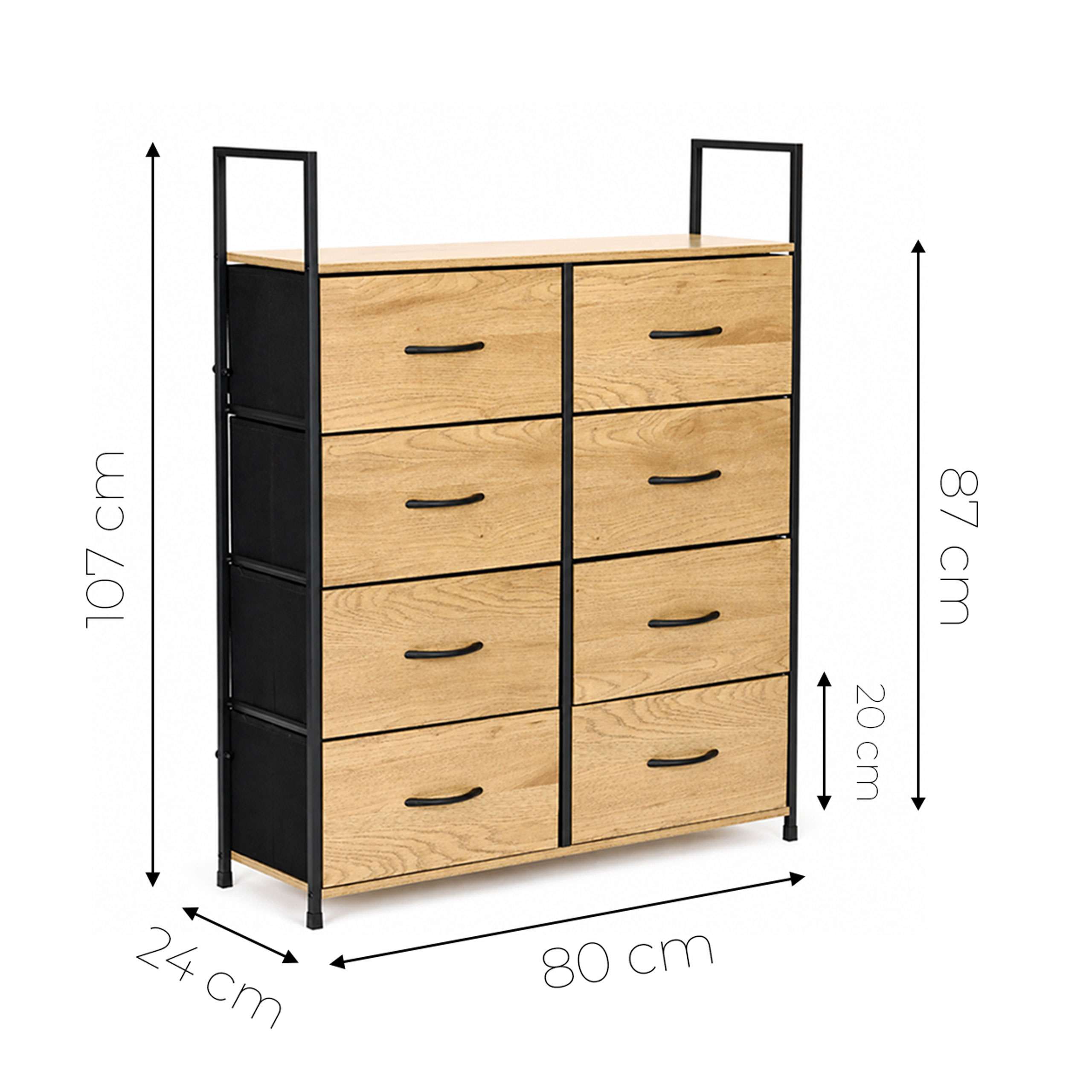 Spintelė su 8 audinio stalčiais 80 cm ModernHome aprašymas - Prekės nuotrauka