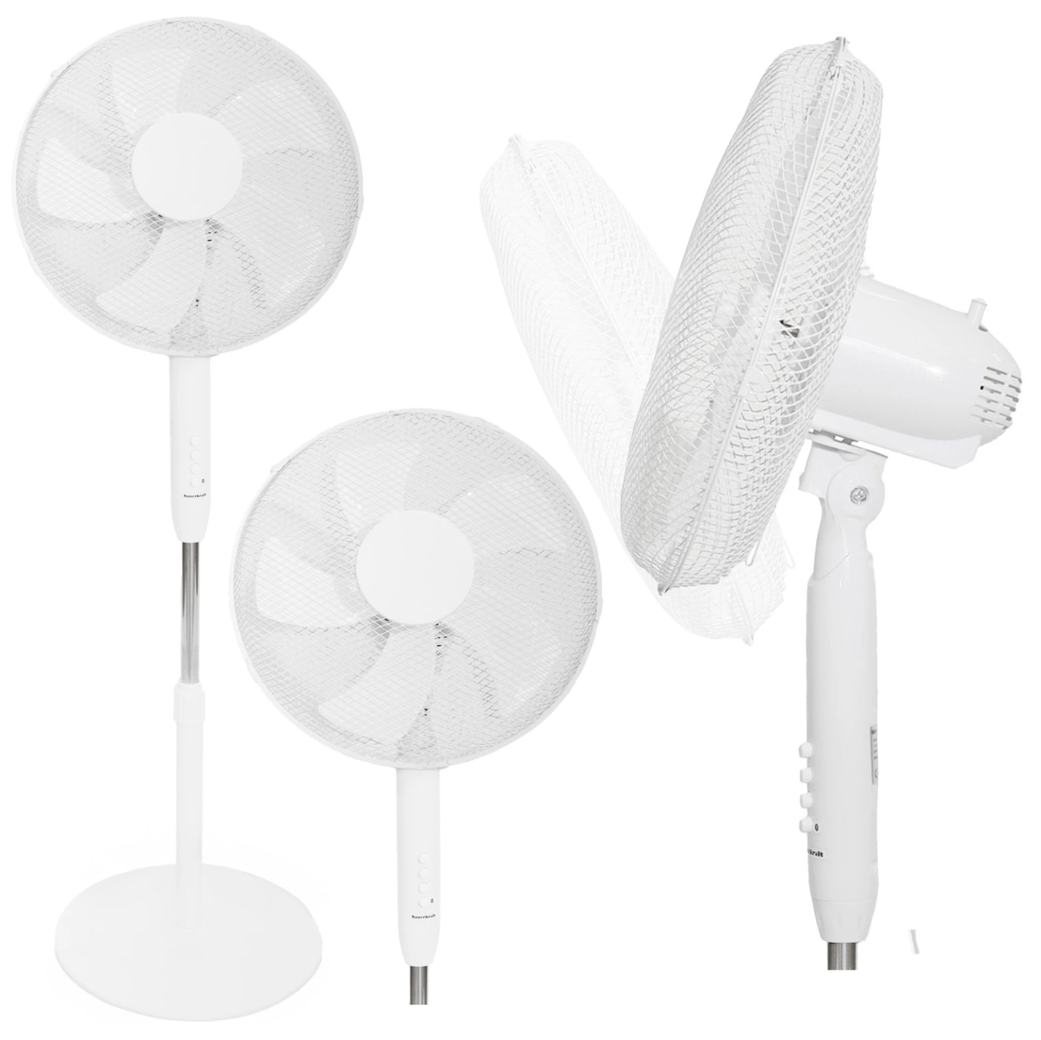 Standing Floor Fan 45W – 3 Modes, 5 Blades, Baltas aprašymas - Prekės nuotrauka