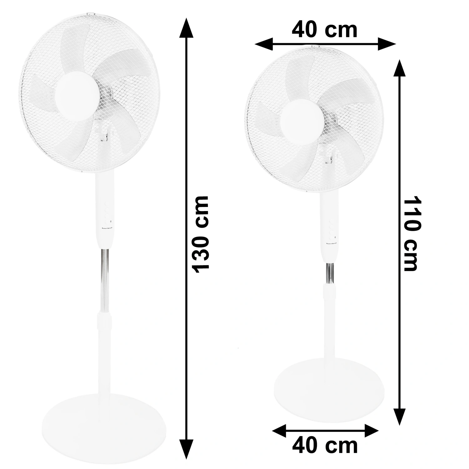 Standing Floor Fan 45W – 3 Modes, 5 Blades, Baltas aprašymas - Prekės nuotrauka