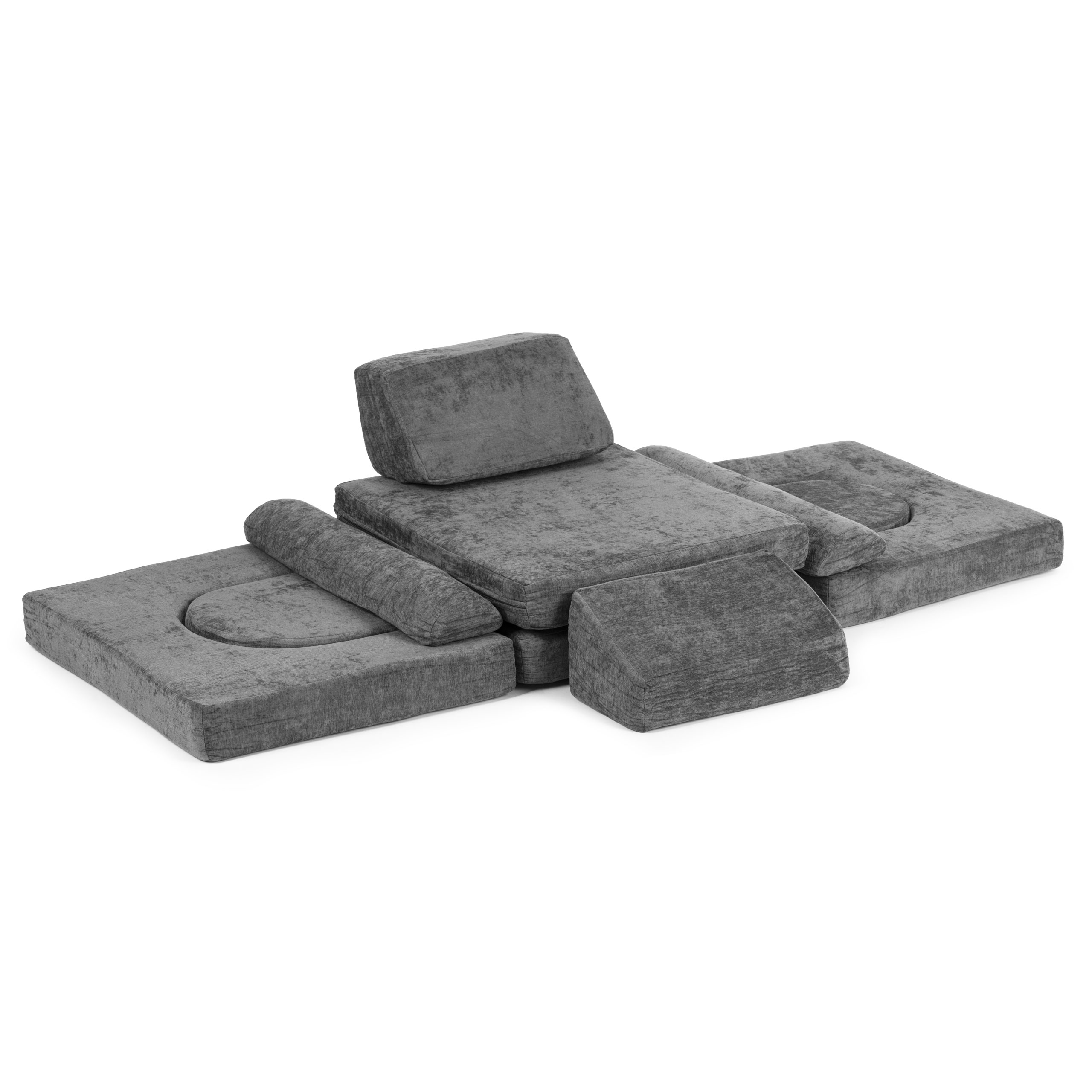 Ecotoys Sulankstoma pilka didelė modulinė sofa vaikams aprašymas - Prekės nuotrauka