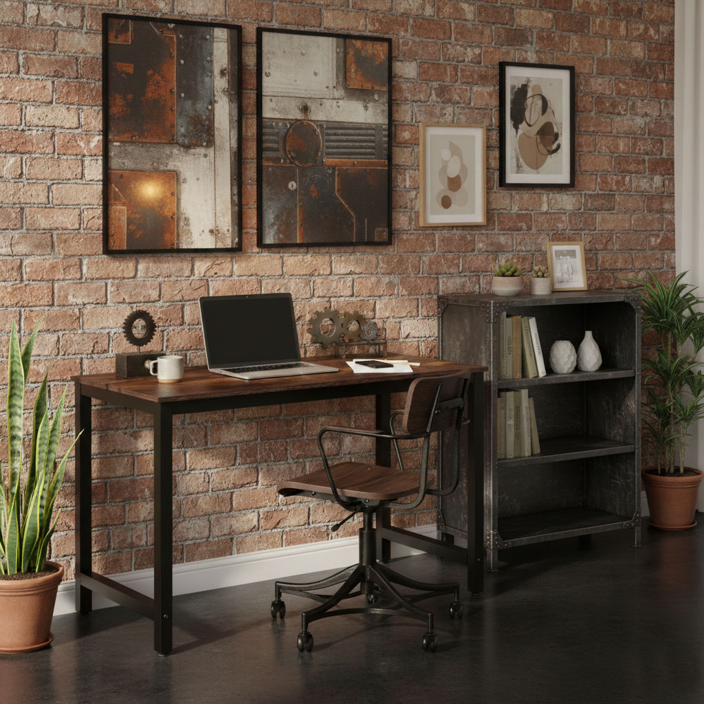Tamsiai rudas kompiuterio/mokyklinis stalas 120x60 cm ModernHome aprašymas - Prekės nuotrauka