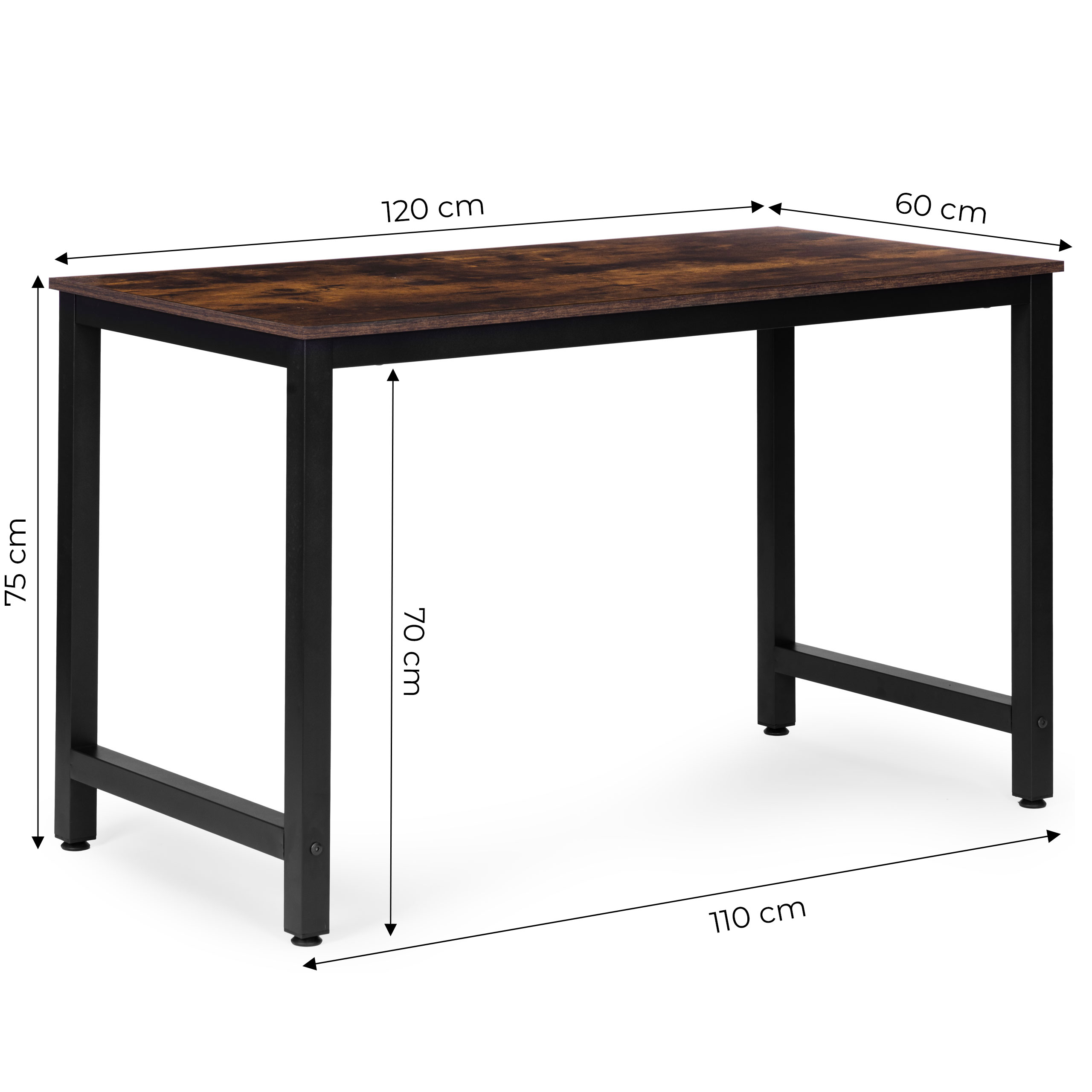 Tamsiai rudas kompiuterio/mokyklinis stalas 120x60 cm ModernHome aprašymas - Prekės nuotrauka