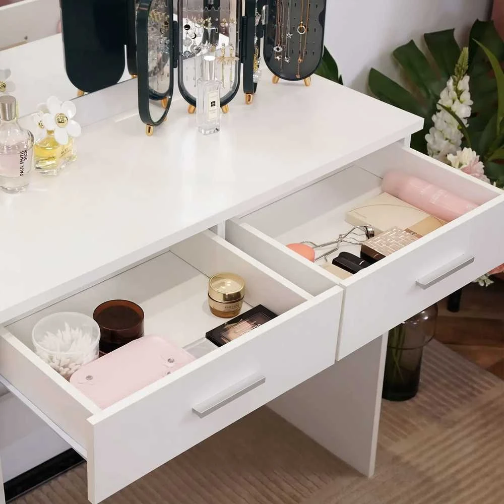 Modernhome Didelis modernus kosmetinis staliukas su apšviestu veidrodžiu