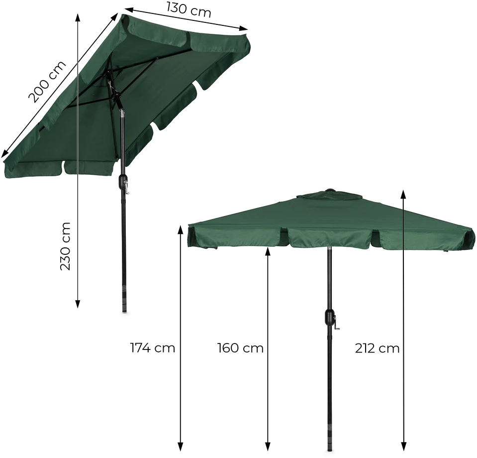 Didelis žalias stačiakampis sodo skėtis 200 x 130 cm Multigarden