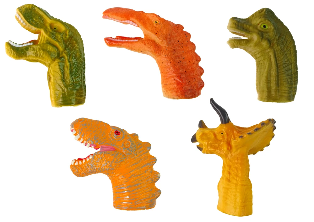 Pacynki Pirštukinės lėlės Lean Toys Dinozaurai, 5 vnt., 4x8x2 cm