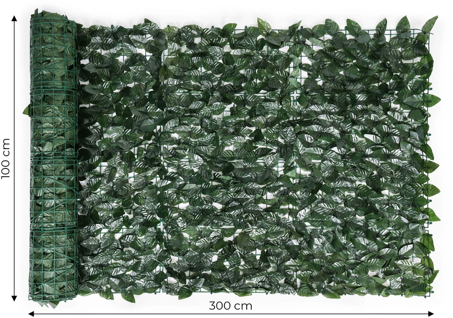 Dirbtinė žalia balkono/sodo gebenės gyvatvorė 300 x 100 cm