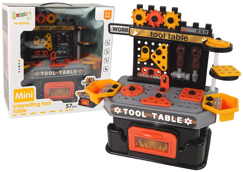 Lean Toys Vaikiškas kūrybinis dirbtuvių rinkinys su darbastaliu ir įrankiais