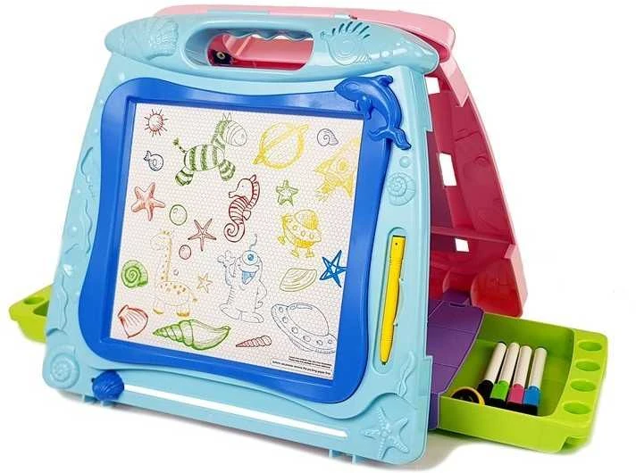 Lean Toys Dvipusė piešimo lenta su priedais LeanToys