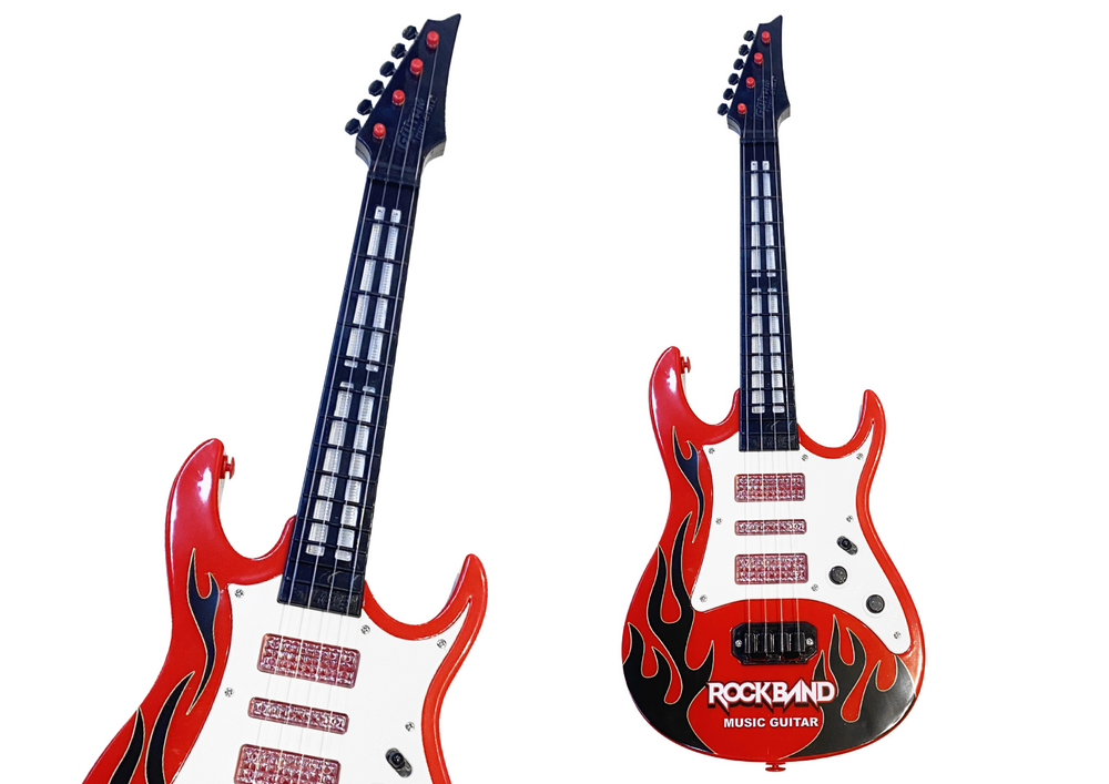 Lean Cars Vaikiška Elektrinė Gitara su Šviesomis ir Melodijomis, Raudona