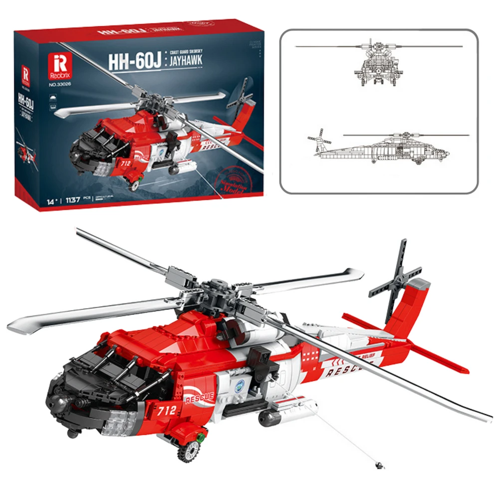 Lean Toys KONSTRUKCINIS RINKINYS HH-60J JAYHAWK GELBĖJIMO SRAIGTASPARNIS 1137 DETALIŲ
