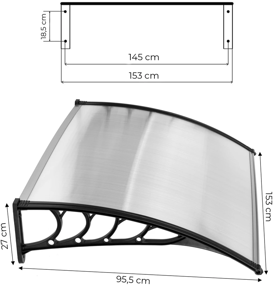 MultiGarden Modernus stogelis virš durų 150x100 cm
