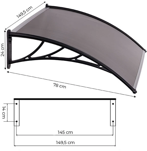 Įėjimo durų stogelis 150x80 cm MultiGarden