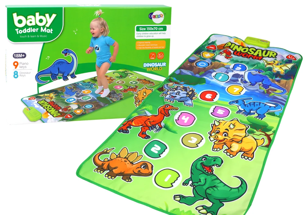 Lean Toys Šokių kilimėlis vaikams su dinozaurų garsais, 150x70 cm