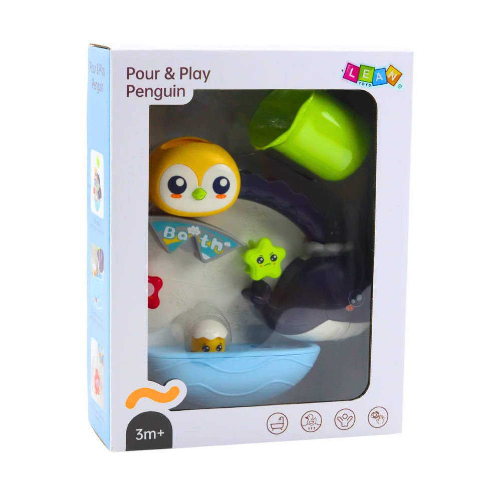 Lean Toys Interaktyvus vonios žaislas pingvinas su vandens efektais