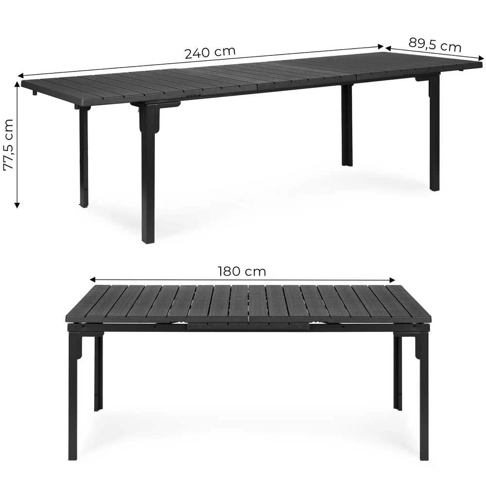 Išskleidžiamas pilkas stalas 180–240 cm