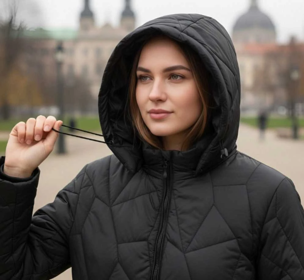 Juoda dygsniuota striukė Jen