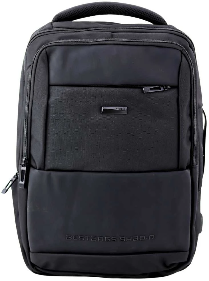 Lean Juodas miesto verslo kuprinė su USB ir krūtinės dirželiu, 26L