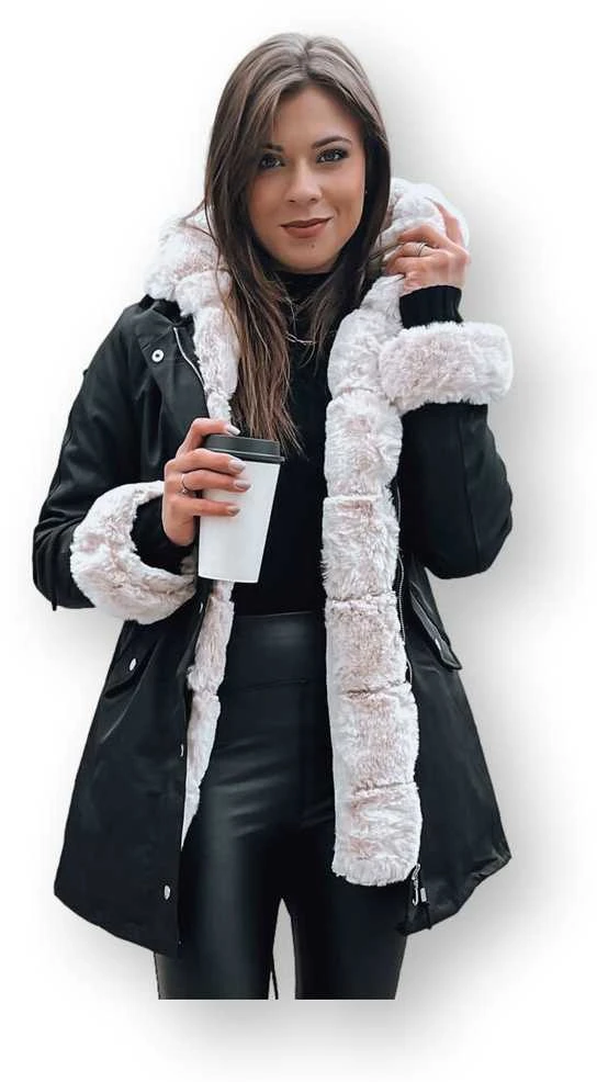 Juoda moteriška striukė su šviesiu kailiu Arctic