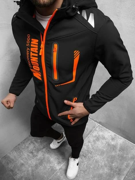 Juoda vyriška striukė su oranžinėmis detalėmis Ero