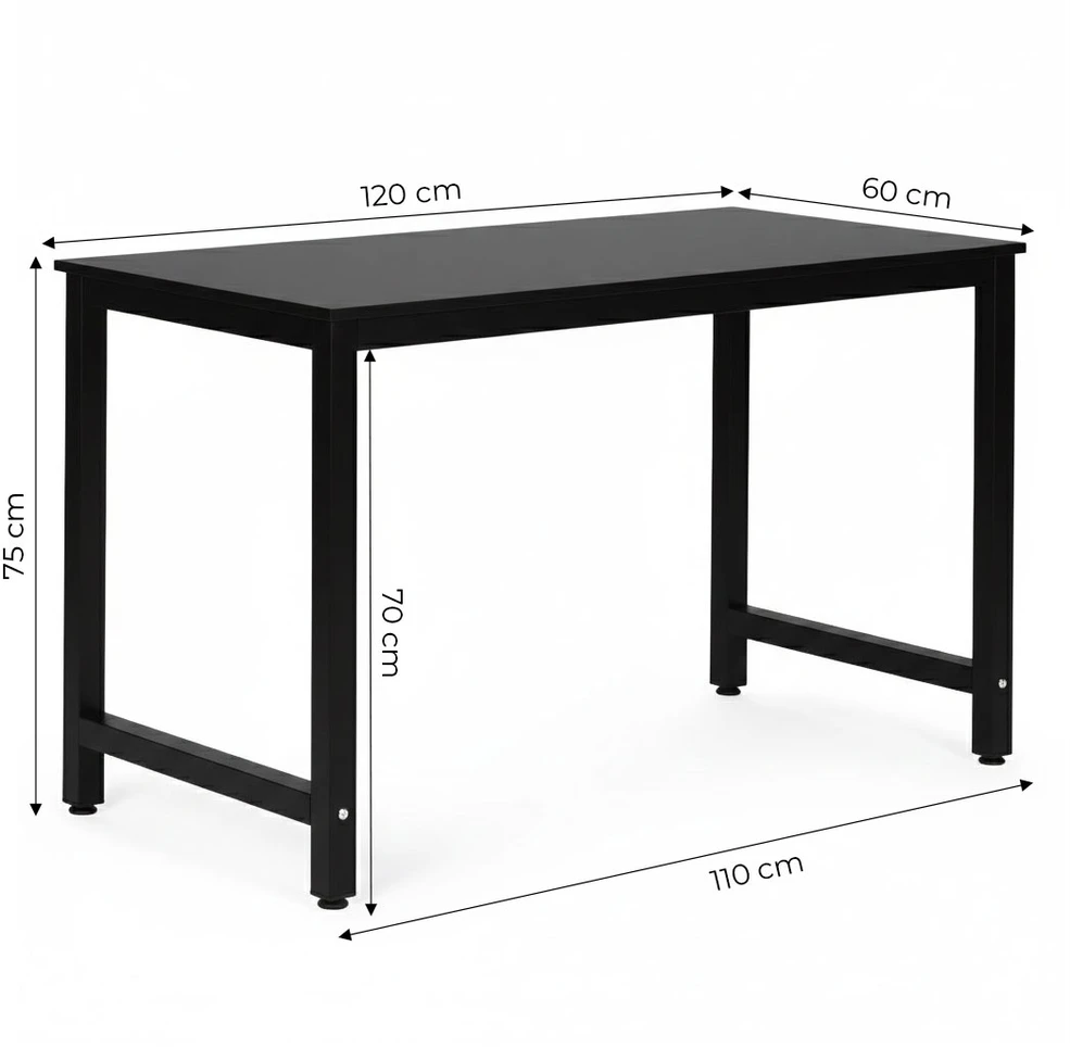 Juodas kompiuterio/mokyklinis stalas 120x60 cm ModernHome