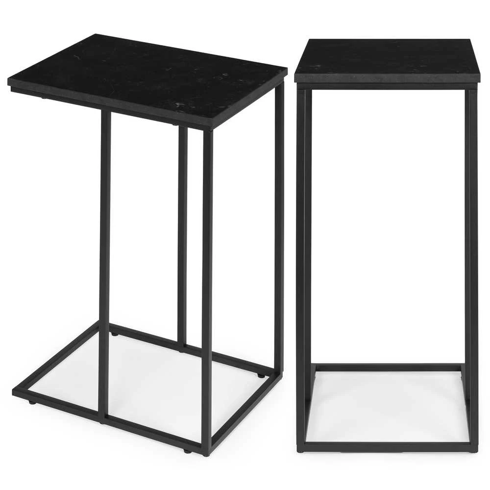 Žurnalinis staliukas, C-forma, juodas marmuras, ModernHome