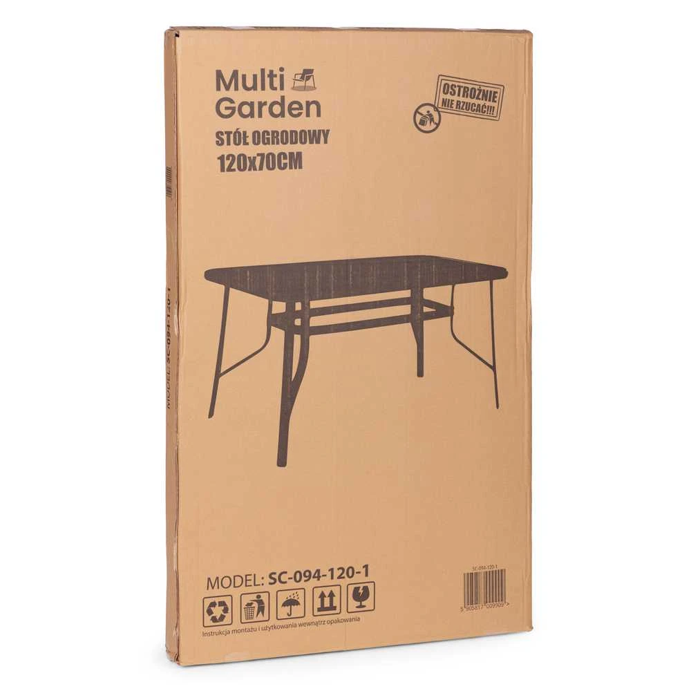 Juodas stalas 120 x 70 cm iš grūdinto stiklo su skėčio tvirtinimo anga