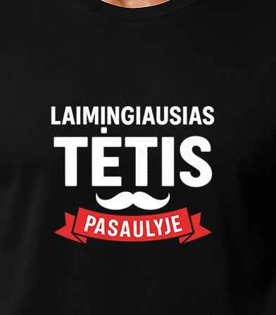 Juodi marškinėliai Laimingiausias tėtis (baltas)