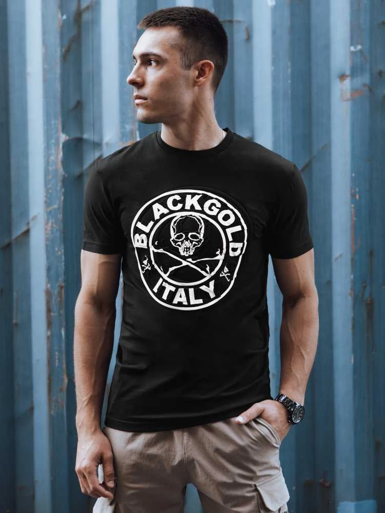 Juodi vyriški marškinėliai su spauda Blackgold