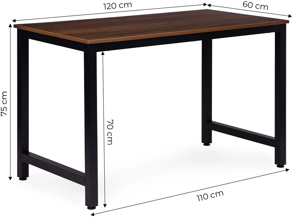 Kompiuterinis/mokyklinis stalas 120x60 cm tamsaus riešuto spalvos ModernHome