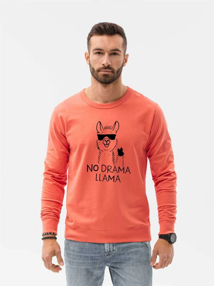 Koralinės spalvos džemperis No drama Llama
