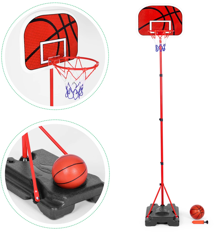 Multistore Basketball Vaikiškas krepšinio lankas, reguliuojamo aukščio, su kamuoliukų pompa
