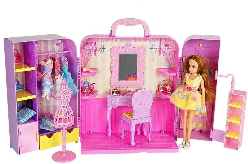 Lean Toys Lėlė su persirengimo kambariu ir priedais