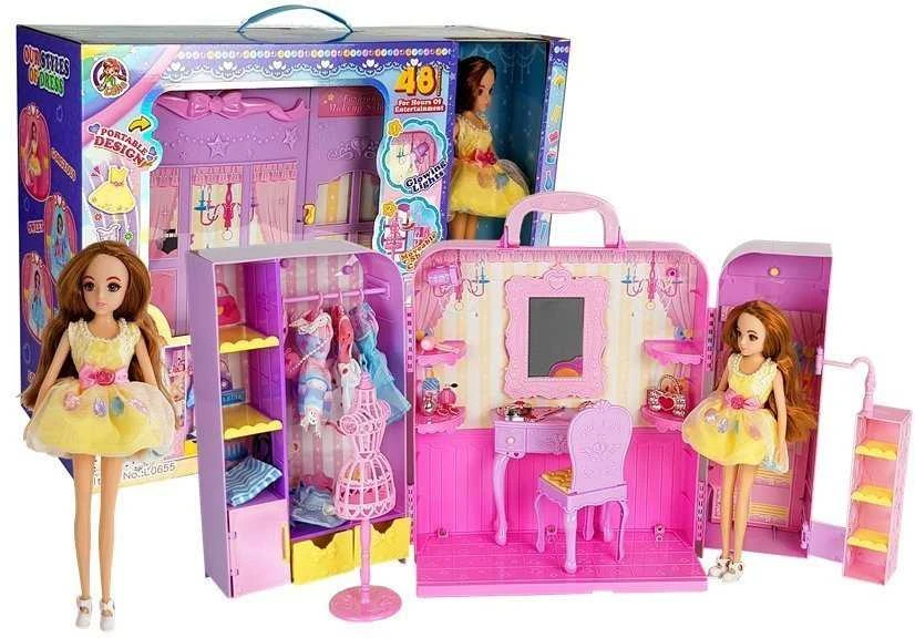 Lean Toys Lėlė su persirengimo kambariu ir priedais