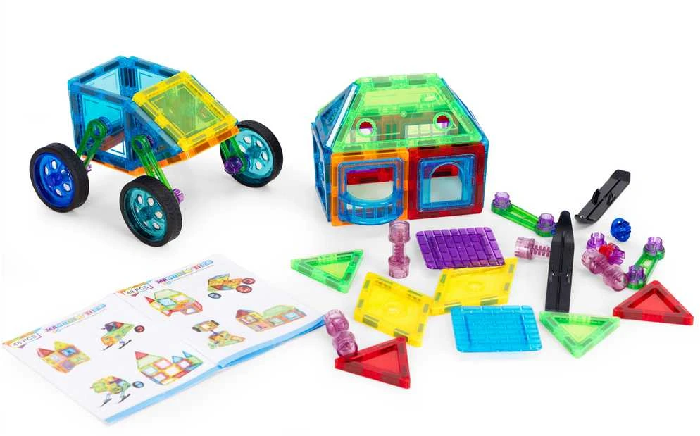 Multistore Magnetinių konstruktorių rinkinys „Namai ir automobiliai“, 48 dalių