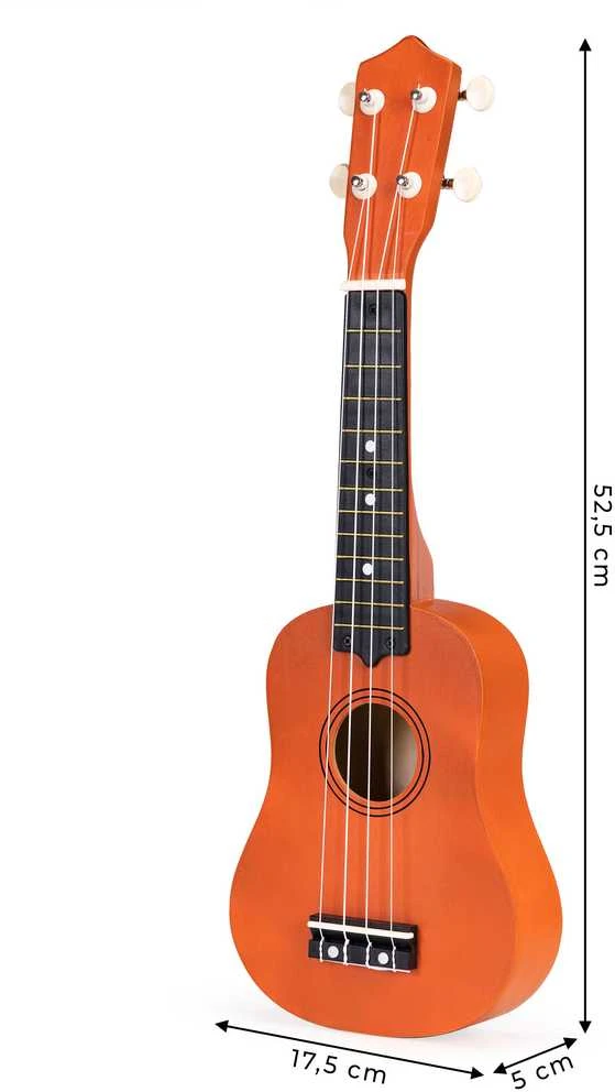 Vaikiškas medinis ukulelė 4 stygų ECOTOYS