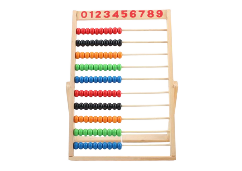 Liczydło Medinis skaičiuotuvas su spalvotais karoliukais