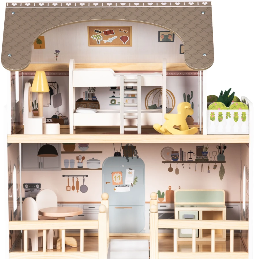 Medinis lėlių namelis 3 aukštų ECOTOYS