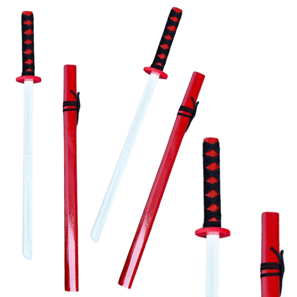 Lean Toys Medinė treniruočių katana su apvalkalu, 70 cm, raudona