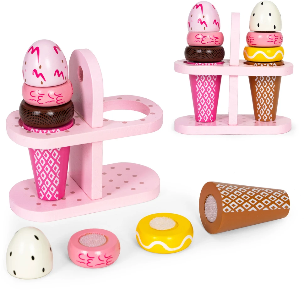 Ecotoys Medinių Velcro ledų rinkinys vaikams, 9 elementai