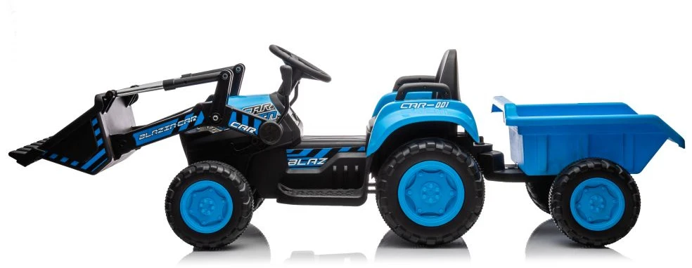 Mėlynas elektrinis traktorius BW-X002A su kaušu
