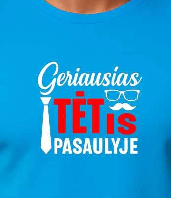 Mėlyni marškinėliai Geriausias tėtis pasaulyje (baltas)