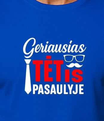 Mėlyni marškinėliai Geriausias tėtis pasaulyje (baltas)