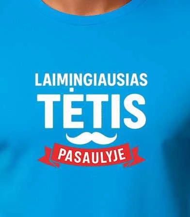 Mėlyni marškinėliai Laimingiausias tėtis (baltas)