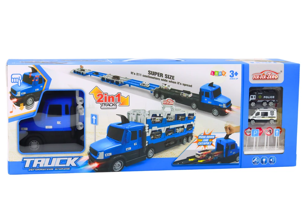 Lean Toys Lora 2in1 Vilkikas ir Lenktynių Trasa su Šviesomis ir Garsais