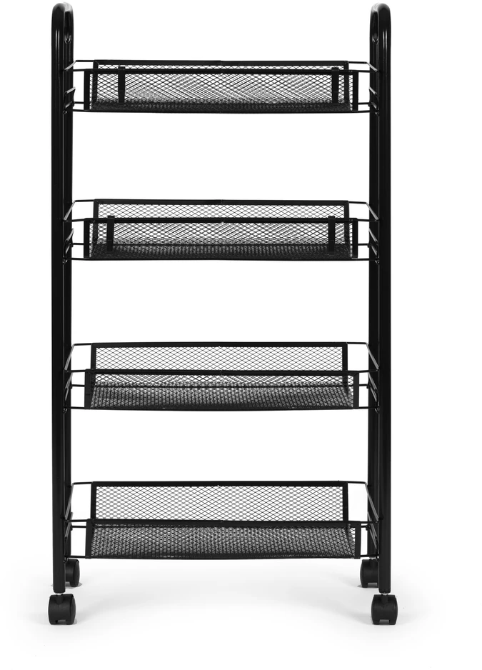 Metalinis mobilus juodas organizatorius su 4 lentynomis ModernHome