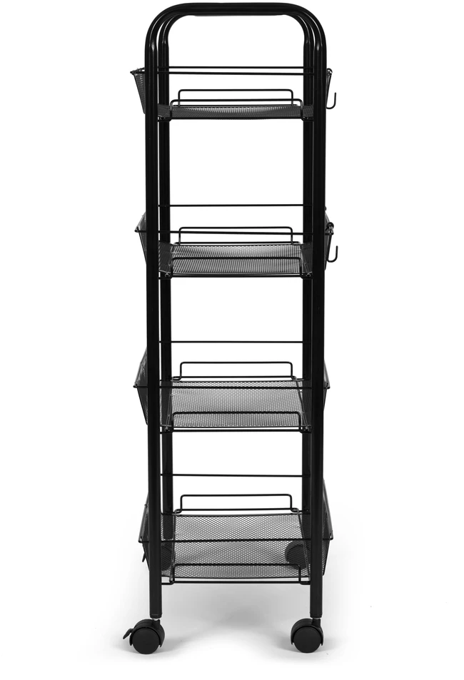 Metalinis mobilus juodas organizatorius su 4 lentynomis ModernHome