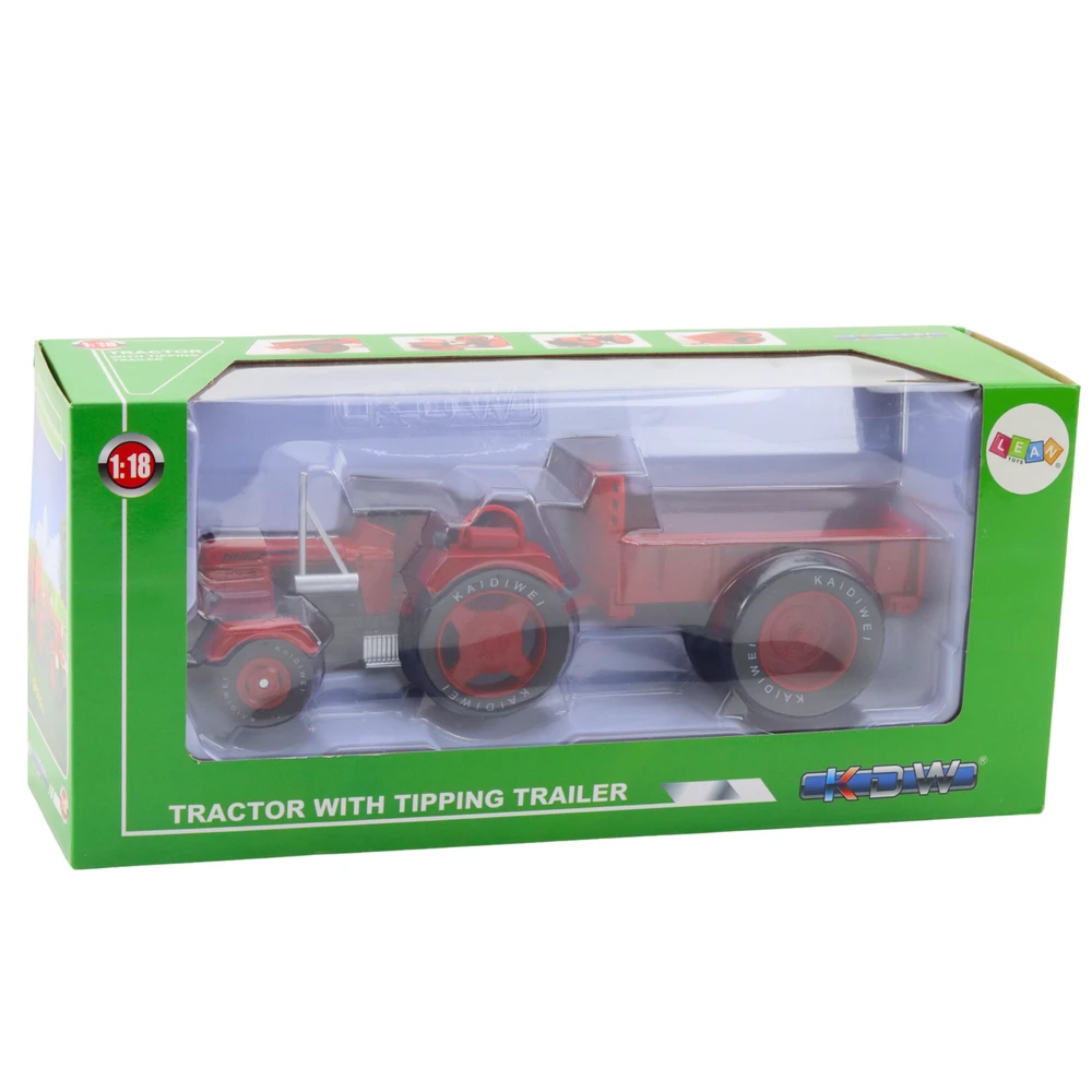 Lean Toys Metalinis raudonas traktorius 1:18 masteliu