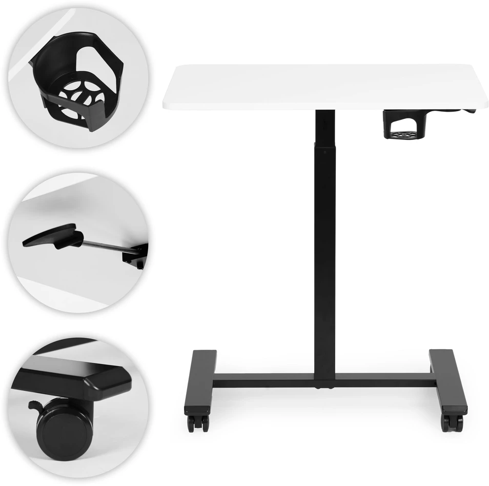 Mobilus baltas reguliuojamo aukščio stalas 70x48 cm ModernHome