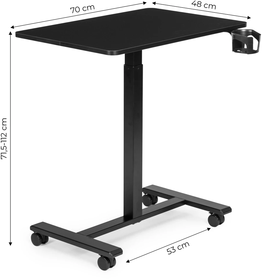 Mobilus juodas reguliuojamo aukščio stalas 70x48 cm ModernHome