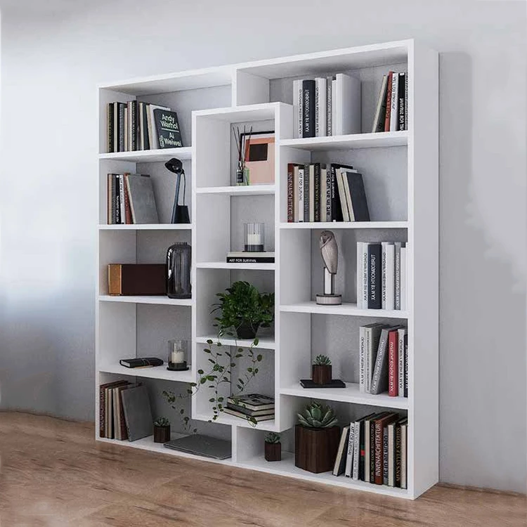 Lentyna ModernHome su 14 lentynų, balta, 135.5x126.5x21 cm